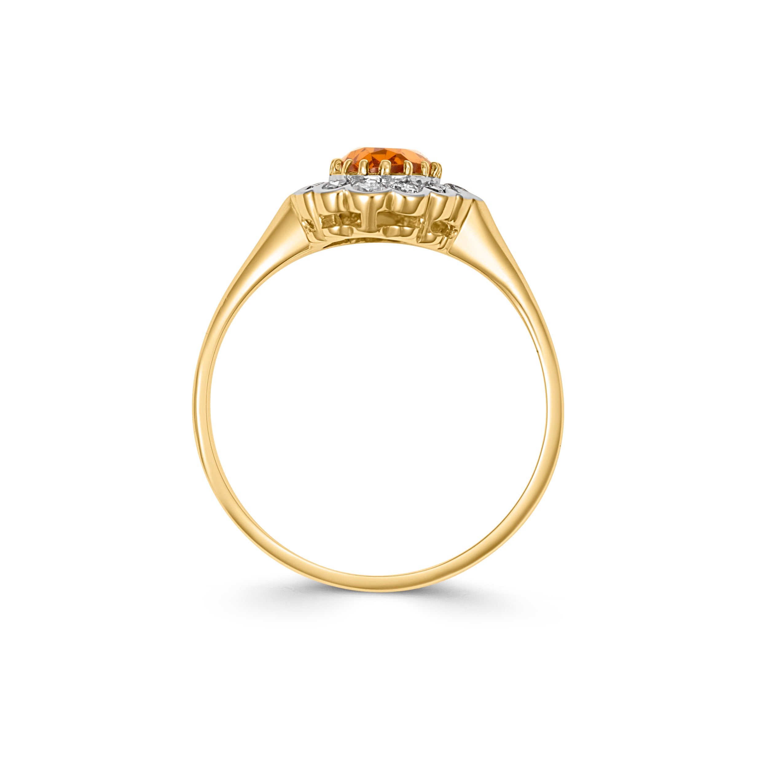 9CT Yellow Gold Citrine Oval with Diamond Halo Ring
