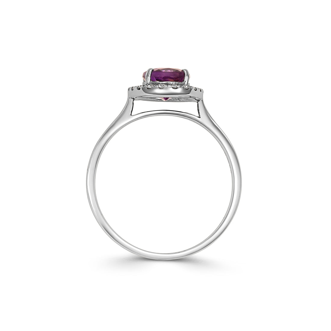 9ct White Gold Amethyst with Diamond Halo Ring - Robert Anthony Jewellers, Edinburgh