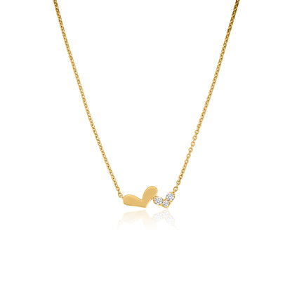 Gold and Diamond Heart Shaped Necklace