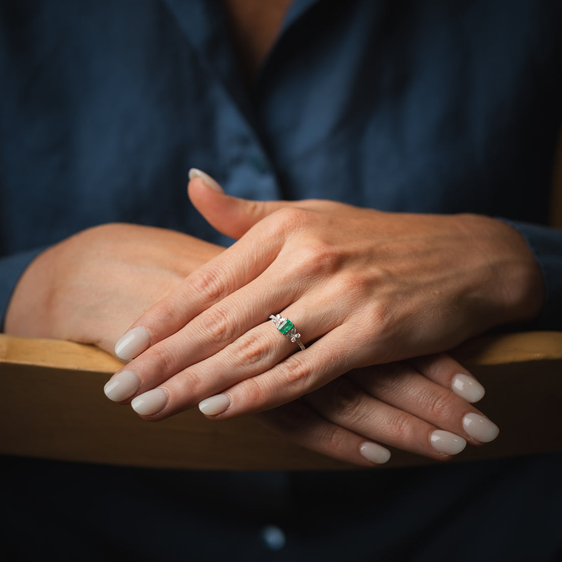 18ct White Gold Emerald and Diamond Ring - Robert Anthony Jewellers, Edinburgh