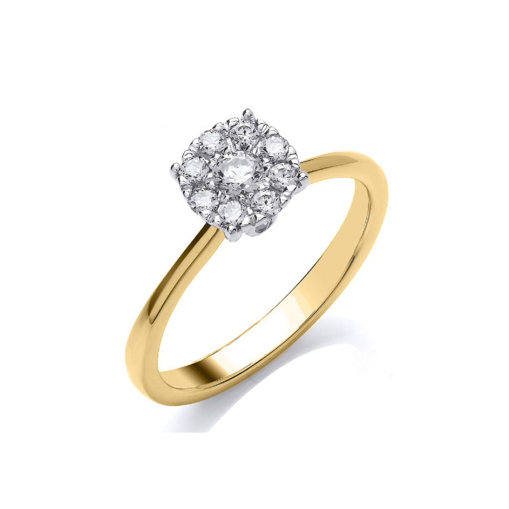 9CT Yellow Gold Illusion Set Diamond Ring 0.33cts - Robert Anthony Jewellers, Edinburgh