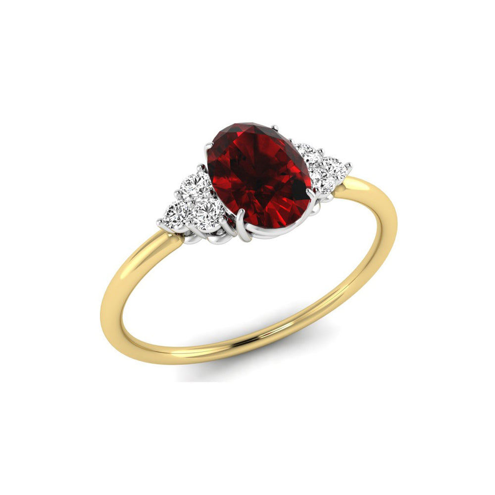 9CT Yellow Gold Oval Ruby and Diamond Ring - Robert Anthony Jewellers, Edinburgh