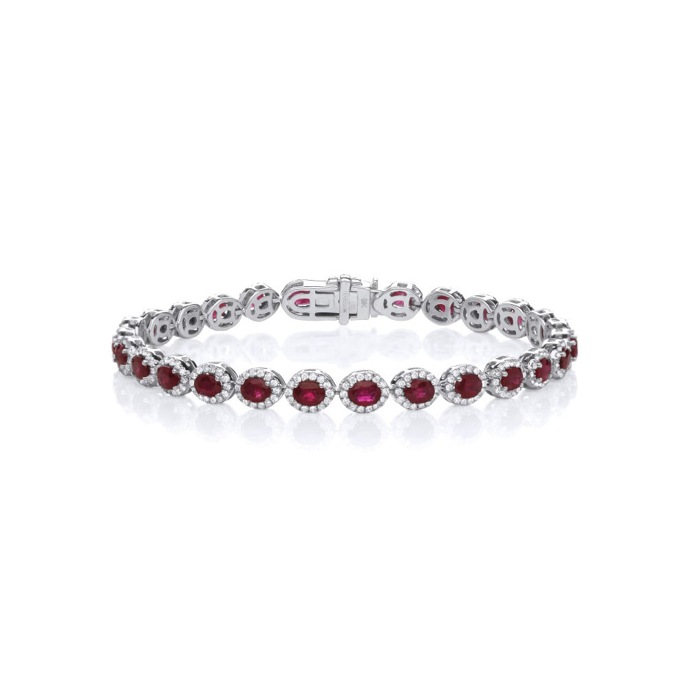 9CT White Gold Diamond and Ruby Tennis Bracelet - Robert Anthony Jewellers, Edinburgh