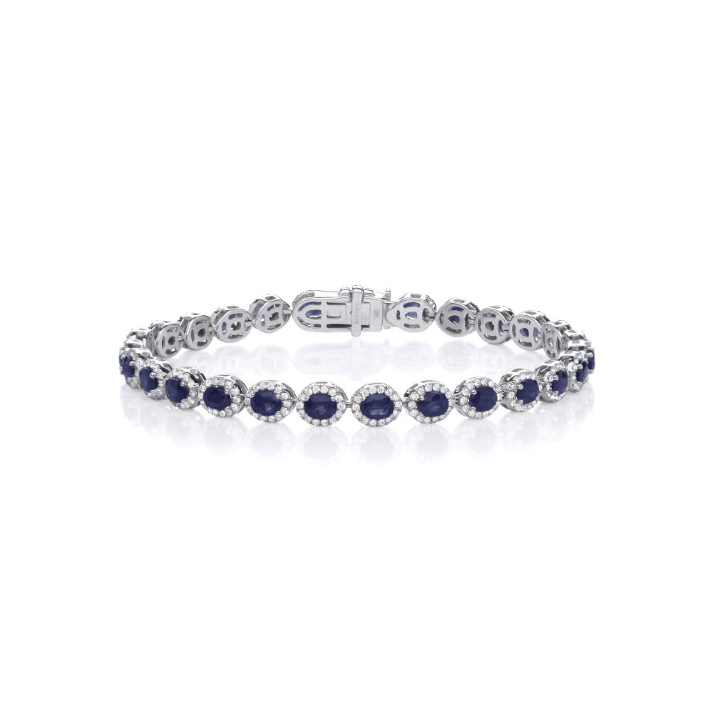 9CT White Gold Diamond and Sapphire Tennis Bracelet - Robert Anthony Jewellers, Edinburgh