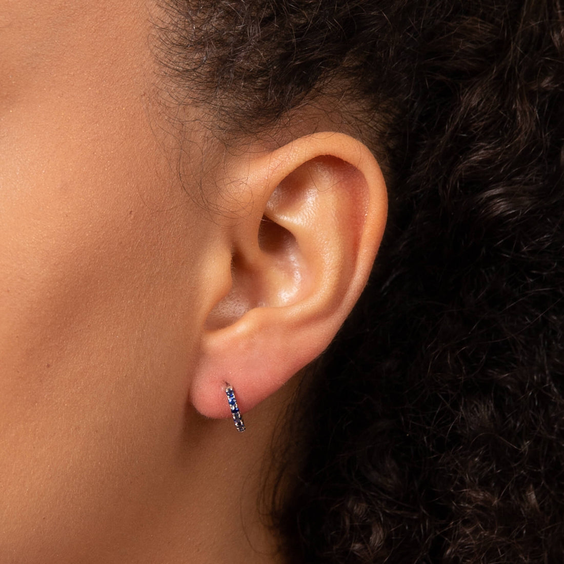 Blue Sapphire Hoop Earrings in 9ct White Gold - Robert Anthony Jewellers, Edinburgh