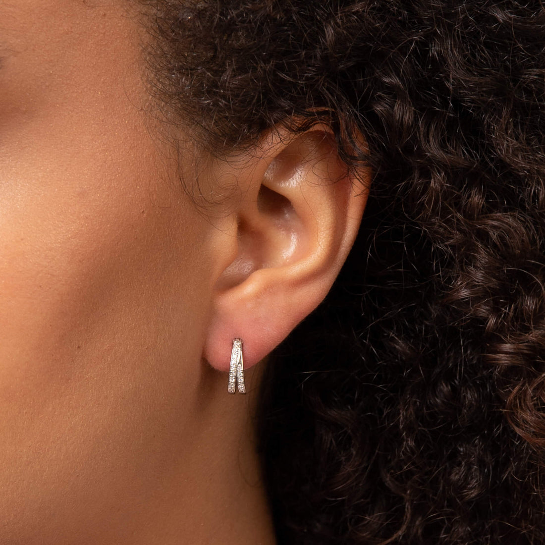 Double Row Pave Diamond Hoop Earrings in 9ct White Gold - Robert Anthony Jewellers, Edinburgh