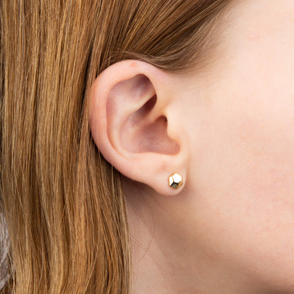 Hexagon Stud Earrings in 9ct Yellow Gold - Robert Anthony Jewellers, Edinburgh
