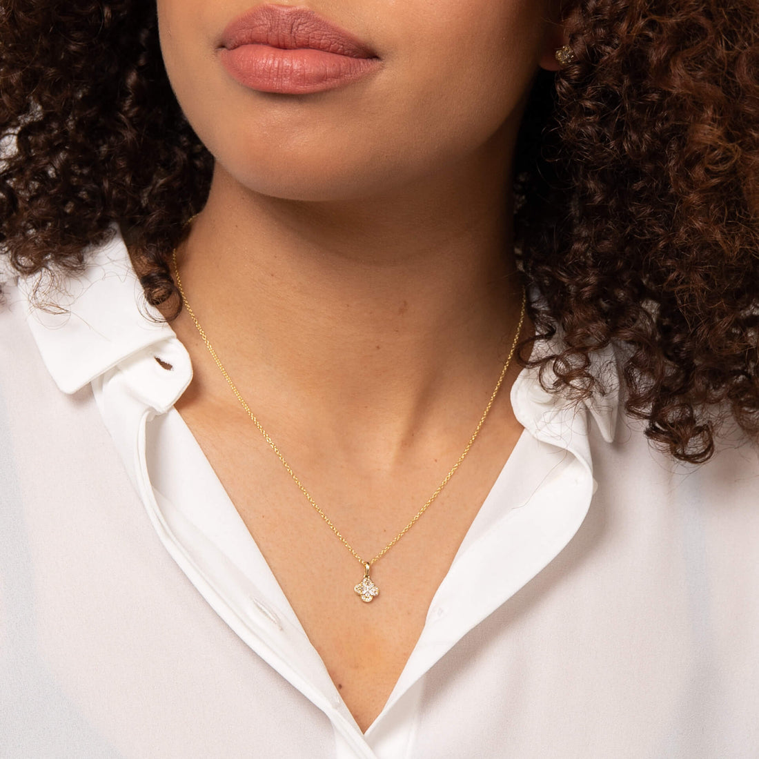 Flower Pendant with Diamond in 9ct Yellow Gold - Robert Anthony Jewellers, Edinburgh