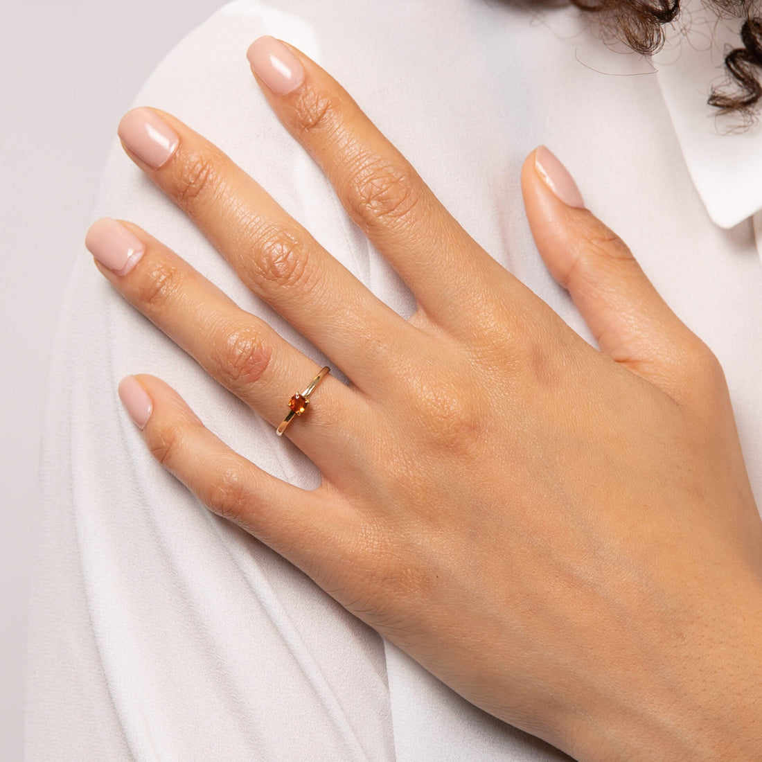 Cushion Cut Orange Sapphire Ring in 9ct Yellow Gold - Robert Anthony Jewellers, Edinburgh