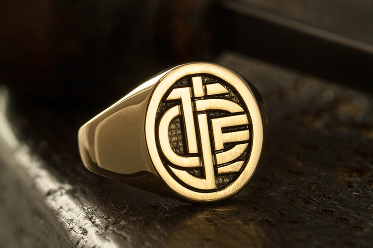 Mens monogram 2025 signet ring