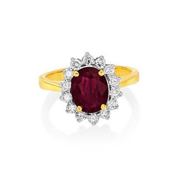 18Ct. Vintage Yellow Gold Ruby And Diamond Ring