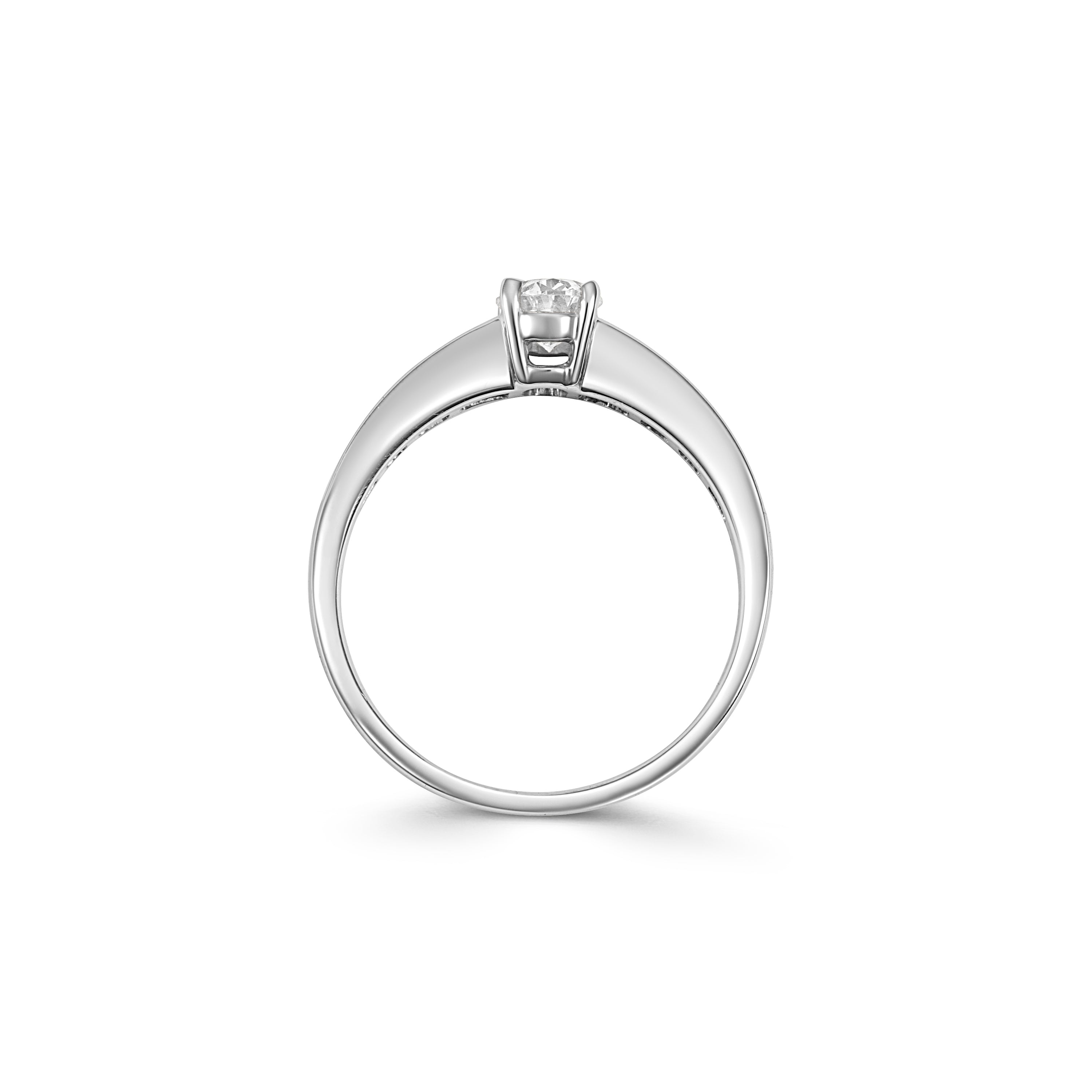 18ct White Gold Oval and Baguette Diamond Ring