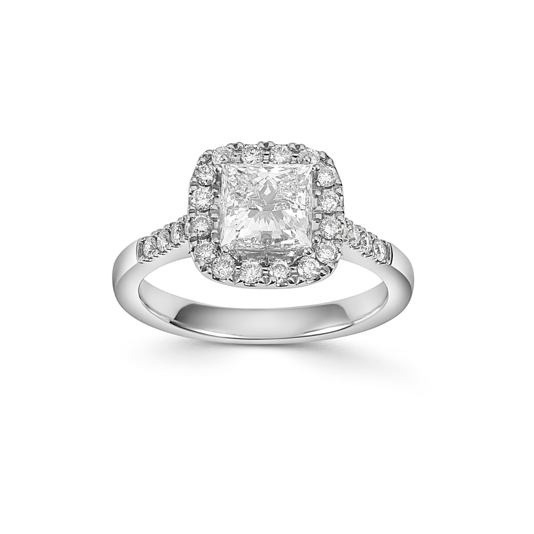 18ct White Gold Princess Cut Diamond Cluster Ring - Robert Anthony Jewellers, Edinburgh