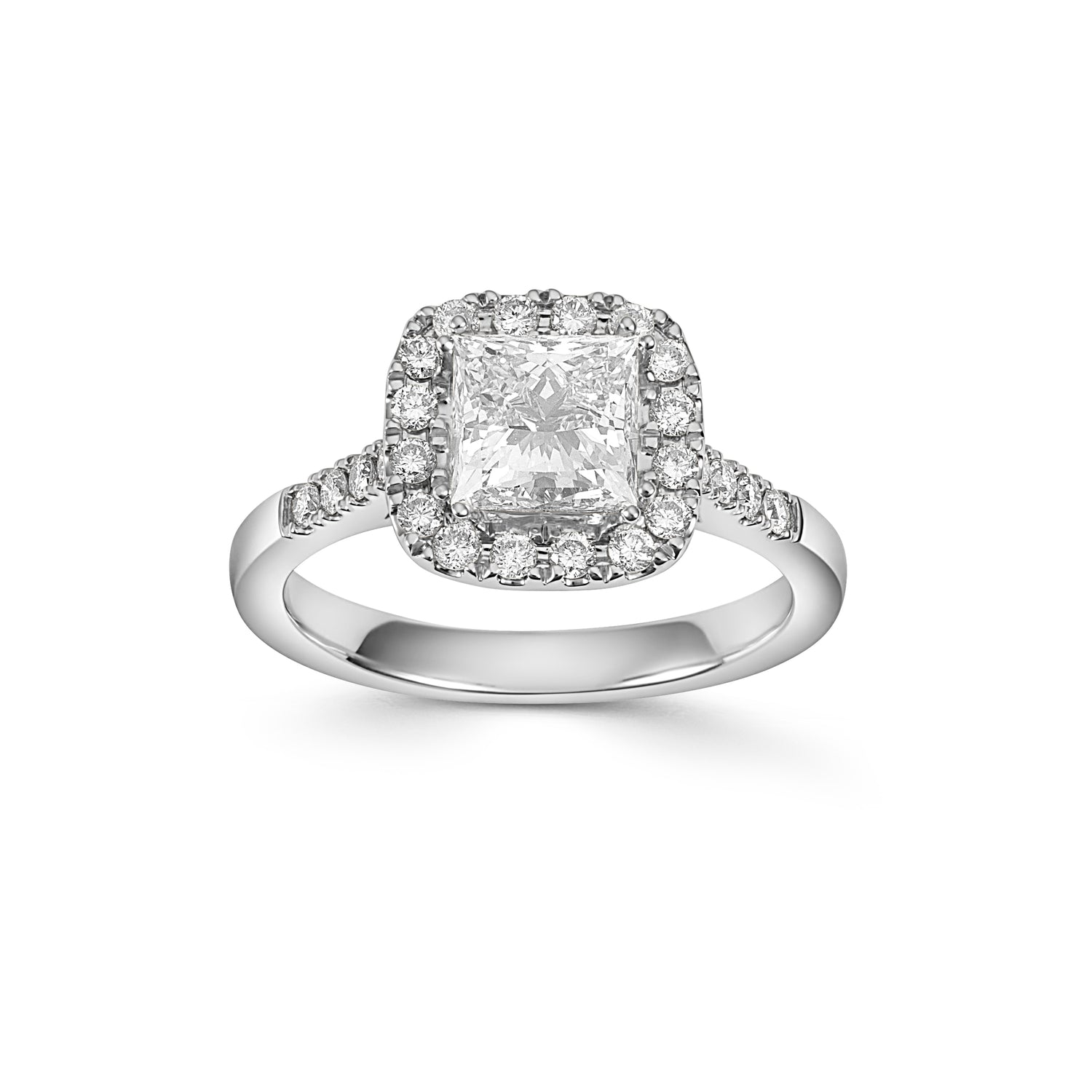 18ct White Gold Princess Cut Diamond Cluster Ring - Robert Anthony Jewellers, Edinburgh