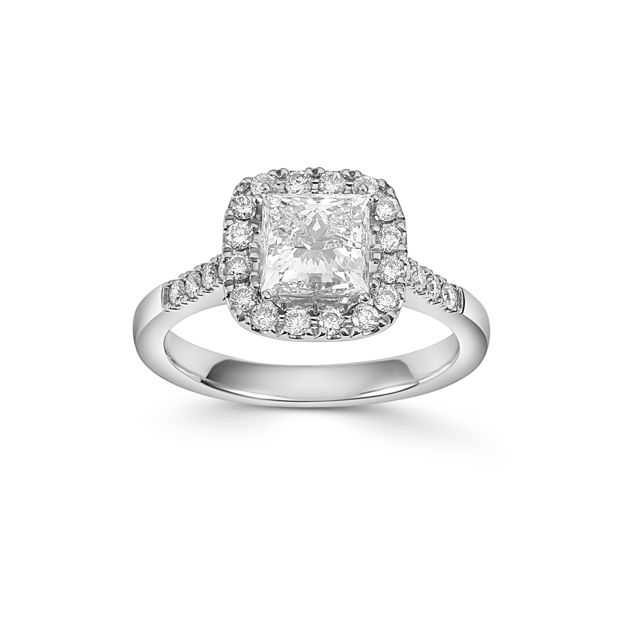 18ct White Gold Princess Cut Diamond Cluster Ring - Robert Anthony Jewellers, Edinburgh