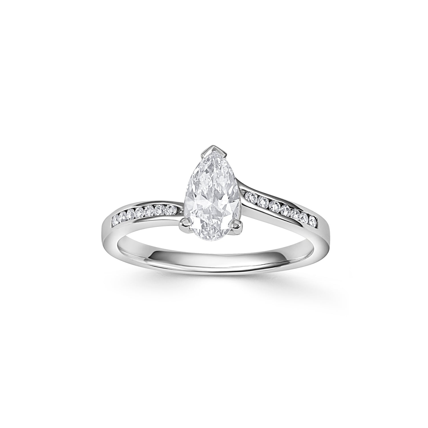 Platinum Pear Shaped Diamond Solitaire Ring - Robert Anthony Jewellers, Edinburgh