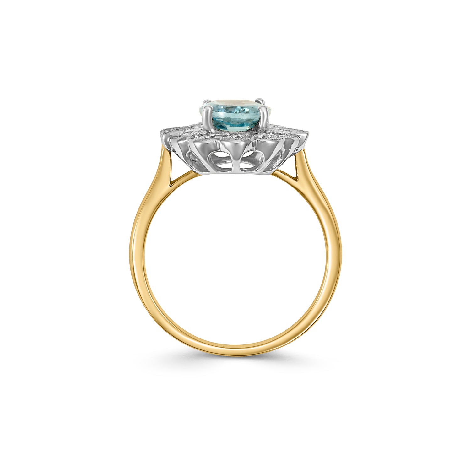 18ct Gold Aquamarine and Diamond Cluster Ring - Robert Anthony Jewellers, Edinburgh