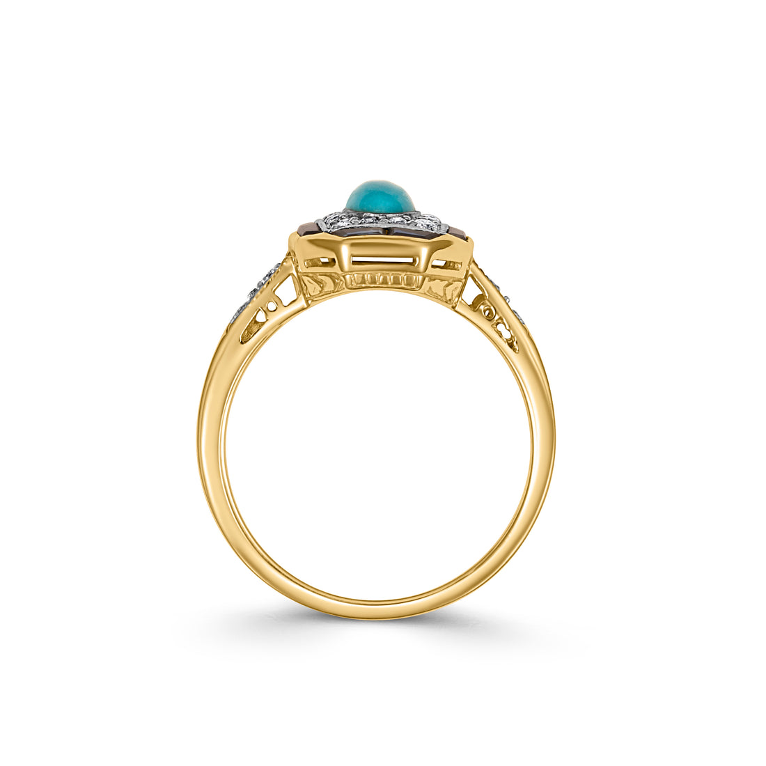 9ct Gold Turquoise, Sapphire and Diamond Ring - Robert Anthony Jewellers, Edinburgh