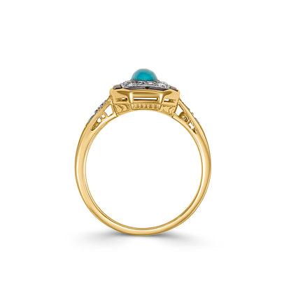 9ct Gold Turquoise, Sapphire and Diamond Ring