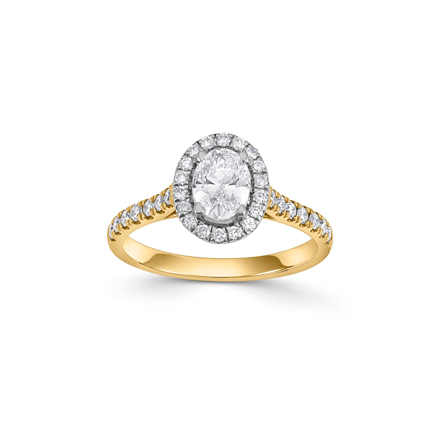 18ct Gold Oval Diamond Halo Ring