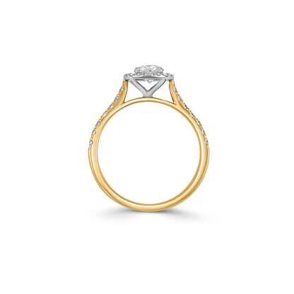 18ct Gold Oval Diamond Halo Ring