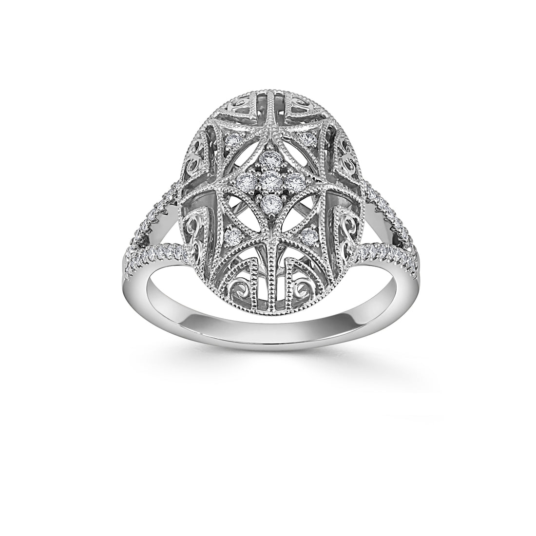 9ct White Gold Art-Deco Diamond Ring - Robert Anthony Jewellers, Edinburgh