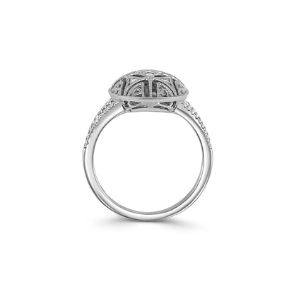 9ct White Gold Art-Deco Diamond Ring