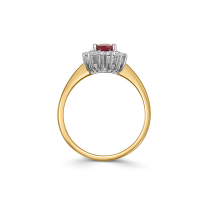 18CT Gold Vintage Ruby and Diamond Cluster Ring - Robert Anthony Jewellers, Edinburgh