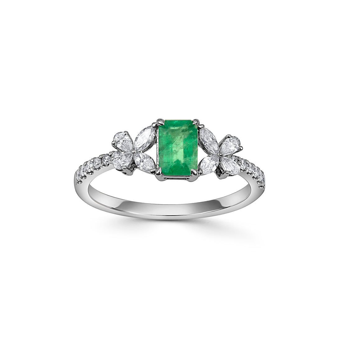 18ct White Gold Emerald and Diamond Ring - Robert Anthony Jewellers, Edinburgh