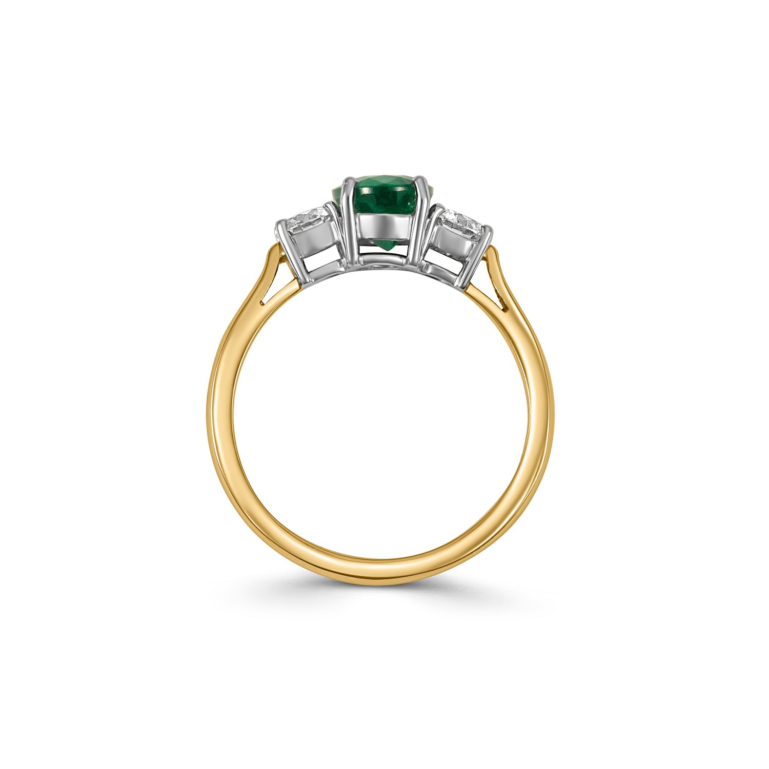 Three Stone 18ct Gold Emerald and Diamond Ring - Robert Anthony Jewellers, Edinburgh