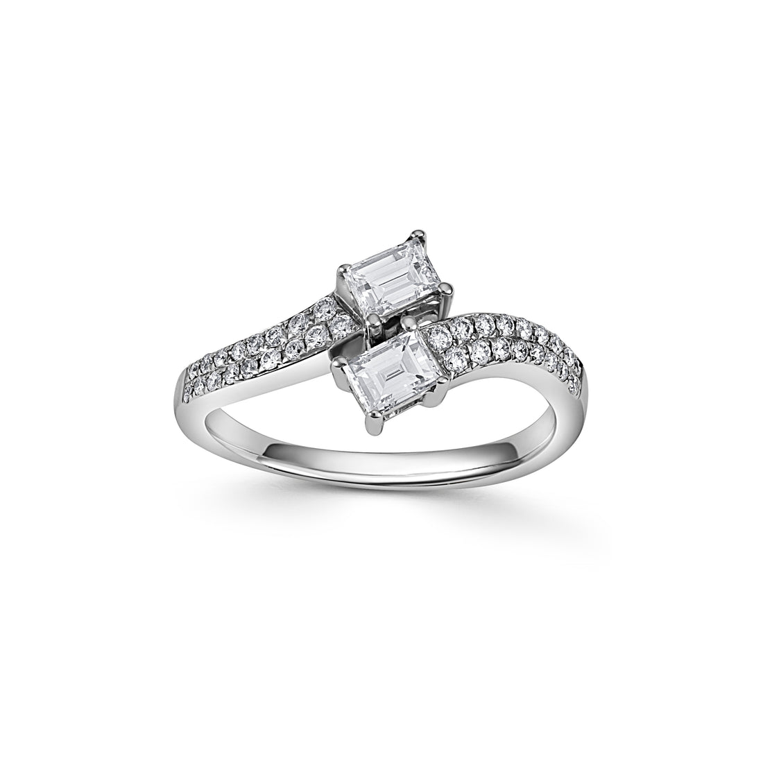 18ct White Gold Two Baguette Diamond Ring - Robert Anthony Jewellers, Edinburgh