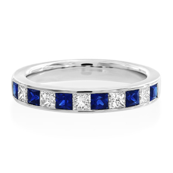 18CT White Gold Diamond and Sapphire Eternity Ring