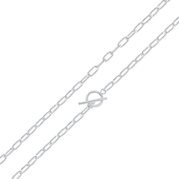 Silver 11x5mm Paperclip Chain with T-Bar