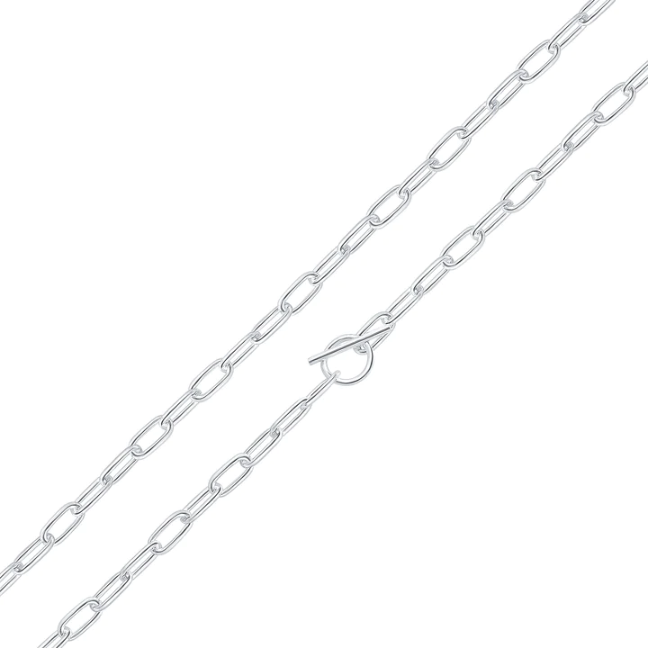 Silver 16x7mm Paperclip Chain with T-Bar