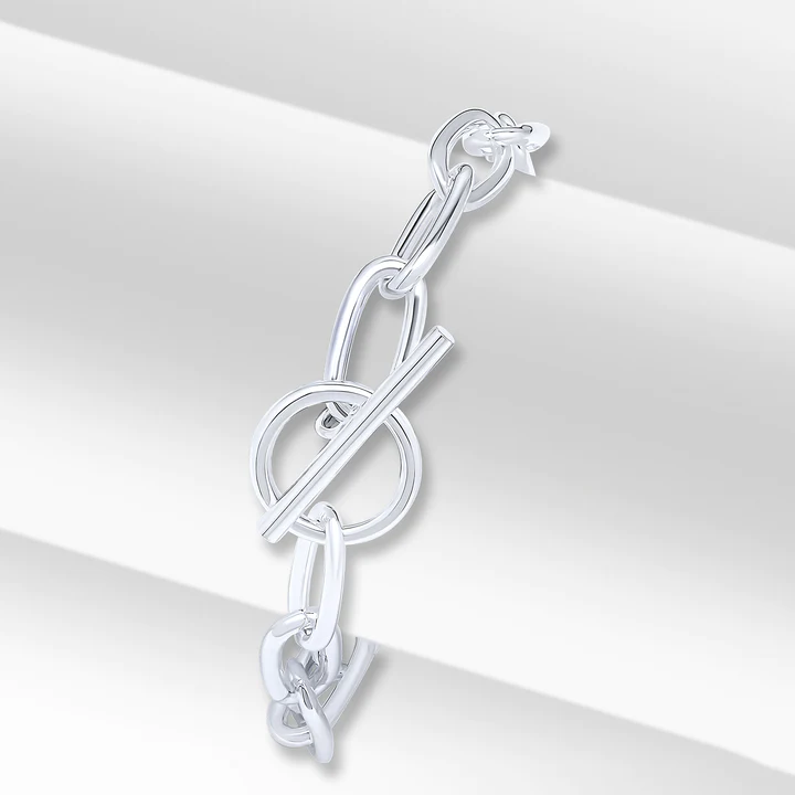 Silver 16x7mm Paperclip Chain with T-Bar - Robert Anthony Jewellers, Edinburgh