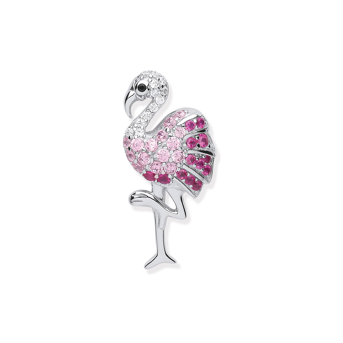 Silver CZ Flamingo Drop Pendant - Robert Anthony Jewellers, Edinburgh