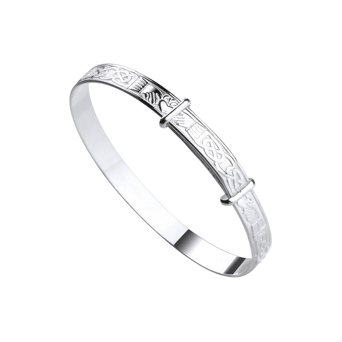 Silver Celtic Claddagh Expandable Baby Bangle - Robert Anthony Jewellers, Edinburgh