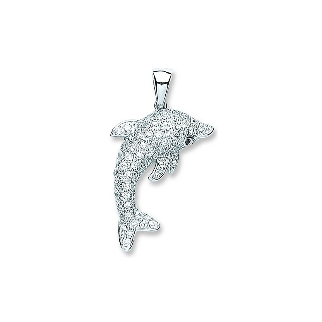 Silver Cz Dolphin Pendant - Robert Anthony Jewellers, Edinburgh