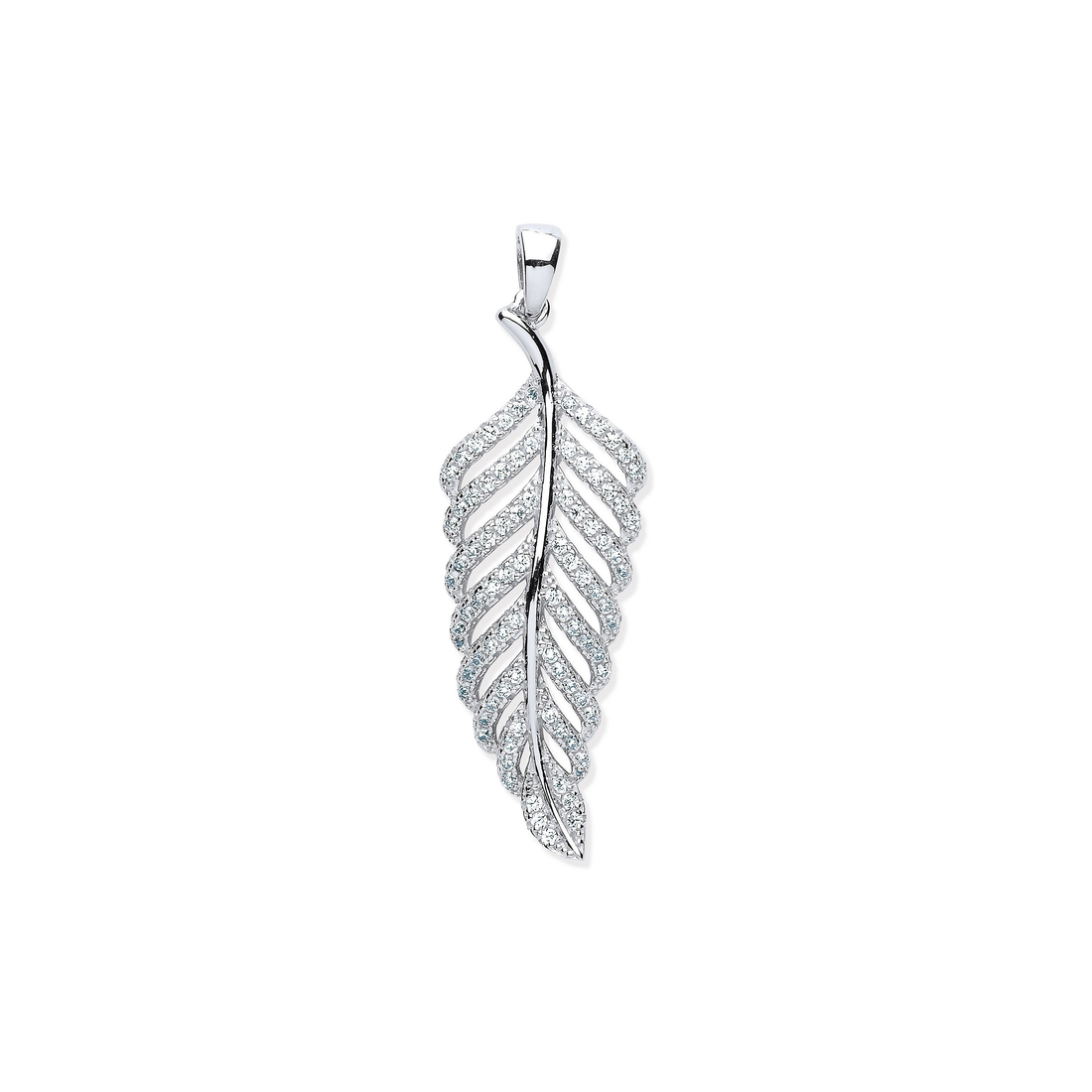 Silver Cz Leaf Drop Pendant - Robert Anthony Jewellers, Edinburgh