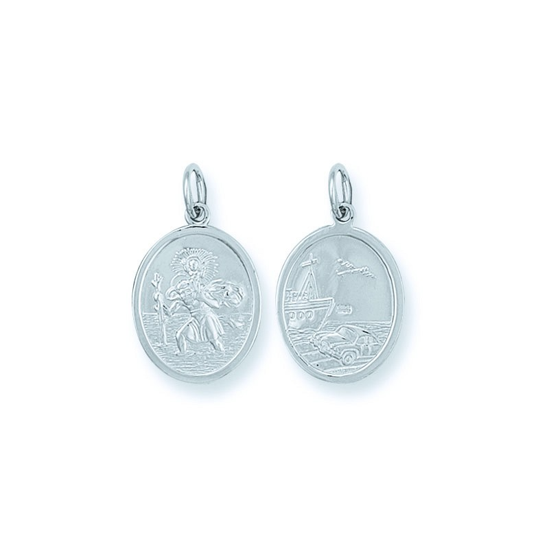 Silver Double Sided Oval St Christopher Pendant — Medium (3.2g) - Robert Anthony Jewellers, Edinburgh