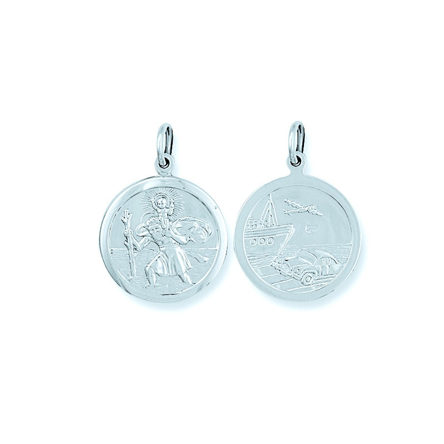 Silver Round Double Sided St Christopher Pendant — Medium (4.5g) - Robert Anthony Jewellers, Edinburgh