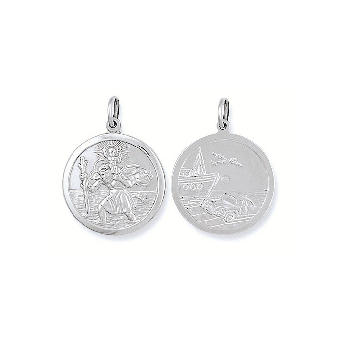 Silver Round Double Sided St Christopher Pendant — Large (6g) - Robert Anthony Jewellers, Edinburgh
