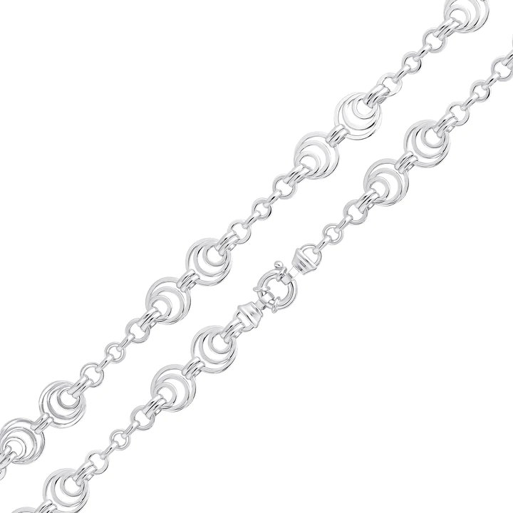 Silver Handmade 14.5mm Linked Circles Chain
