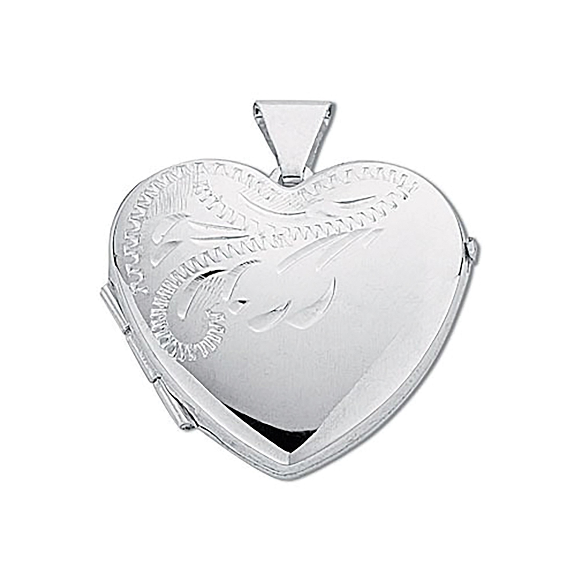 Silver Engraved Heart Shaped Locket — Small/Medium (3.3g) - Robert Anthony Jewellers, Edinburgh