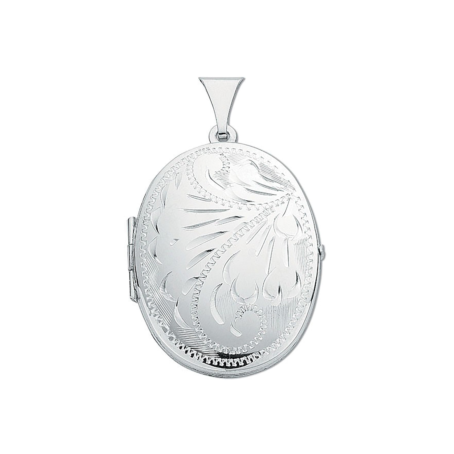 Silver Engraved Oval Shaped Locket — Small/Medium (5.7g) - Robert Anthony Jewellers, Edinburgh
