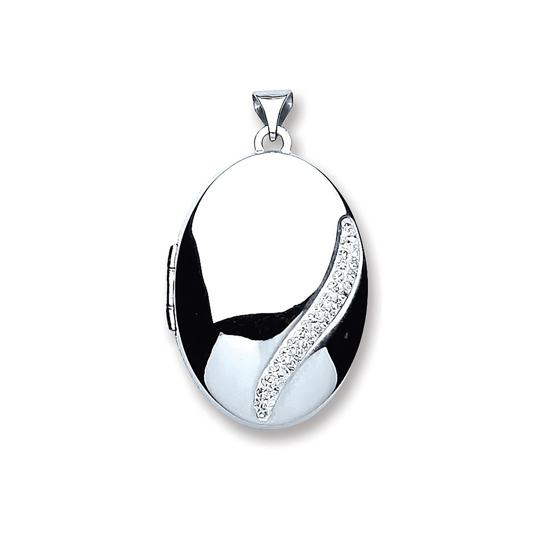 Silver Oval with Crystals Locket - Robert Anthony Jewellers, Edinburgh