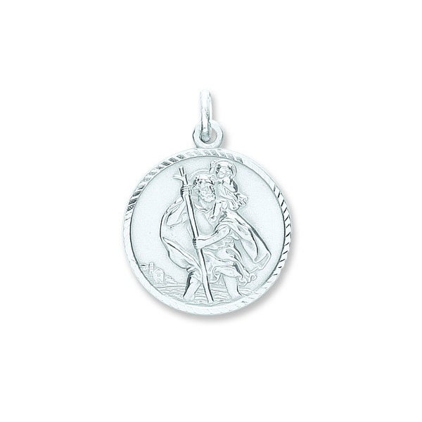 Silver St Christopher Diamond Cut, Plain Back Pendant — Medium (3.6g) - Robert Anthony Jewellers, Edinburgh