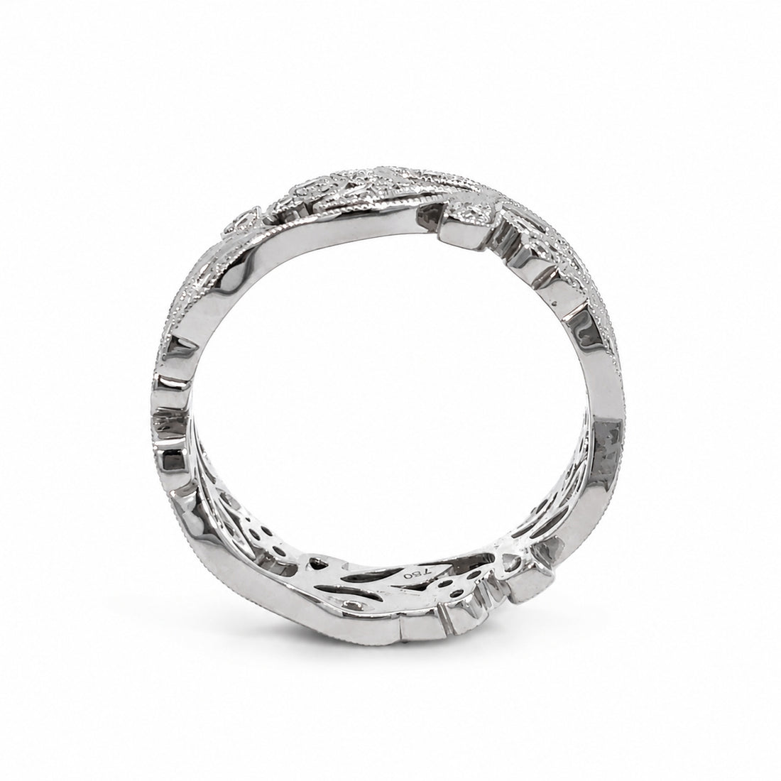 18ct White Gold 0.58ct Diamond Floral &amp; Leaf Ring
