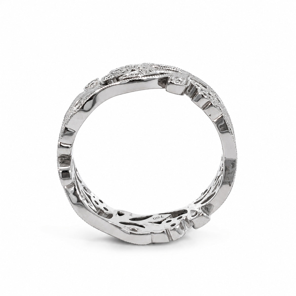 18ct White Gold 0.58ct Diamond Floral &amp; Leaf Ring