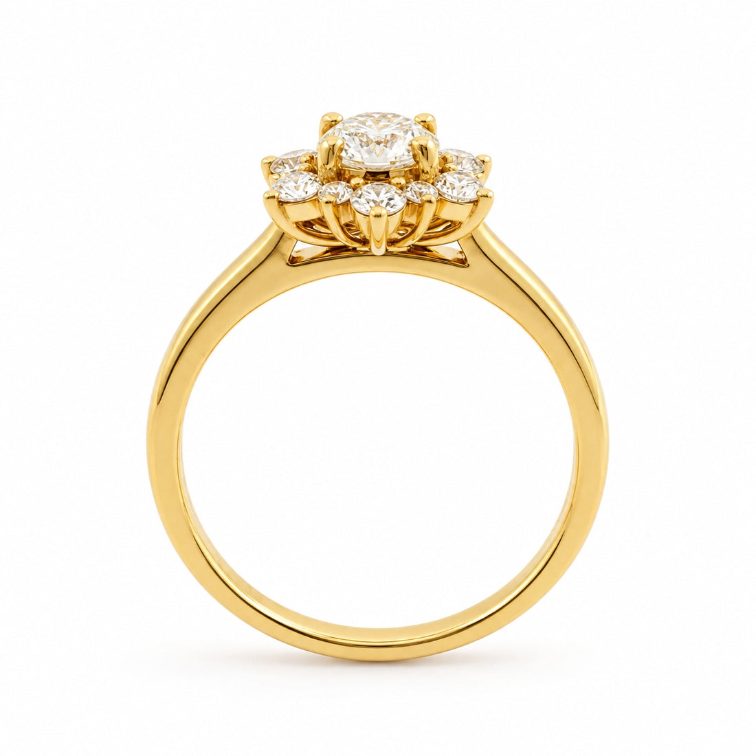 18ct Yellow Gold 0.85ct Diamond Cluster Ring